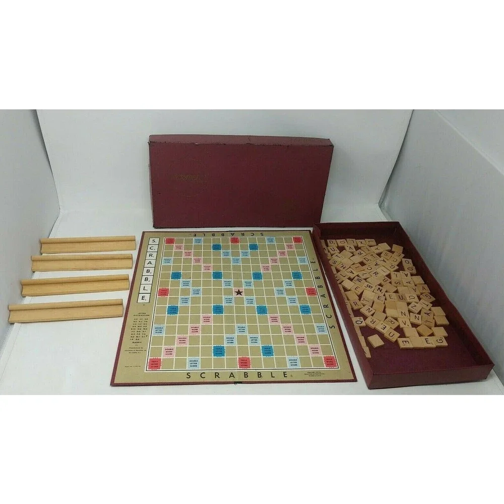1948-1953 Scrabble Crossword Board Game 100% Complete Selchow & Richter Wood VTG